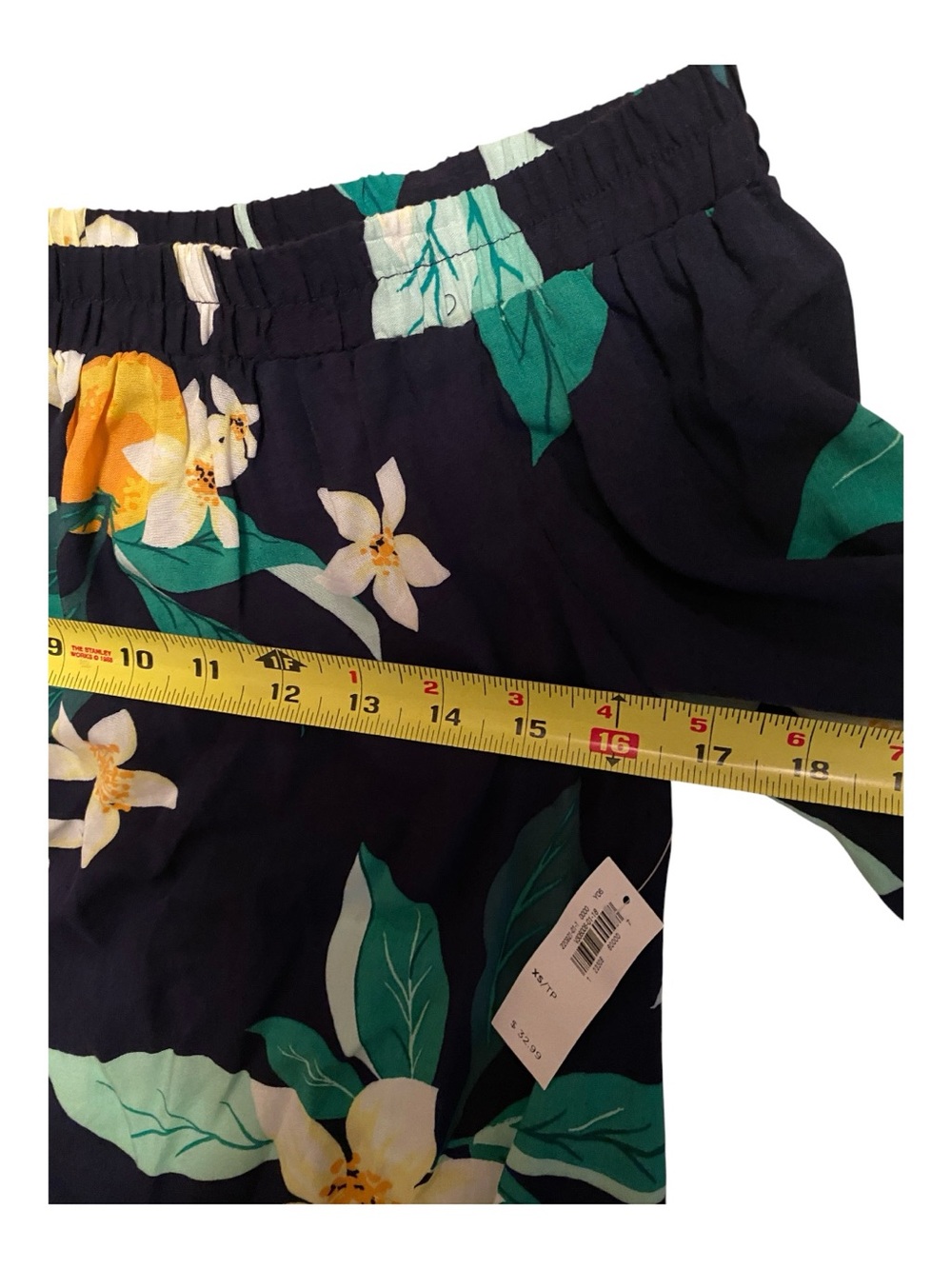 Old Navy NWT Navy Floral Off-Shoulder Tunic Top, Size XS - Picture 8 of 9